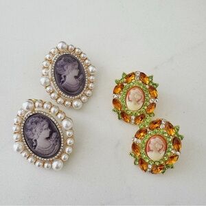 Two pairs of Cameo earrings